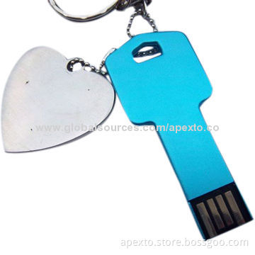 Key-shaped USB Flash Drives with Standard USB2.0 Interface, 4/8GB, Customized Logos Printing